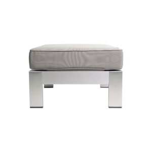 Christopher Knight Home Aya Coral Cushioned Aluminum Ottoman, Silver and Khaki