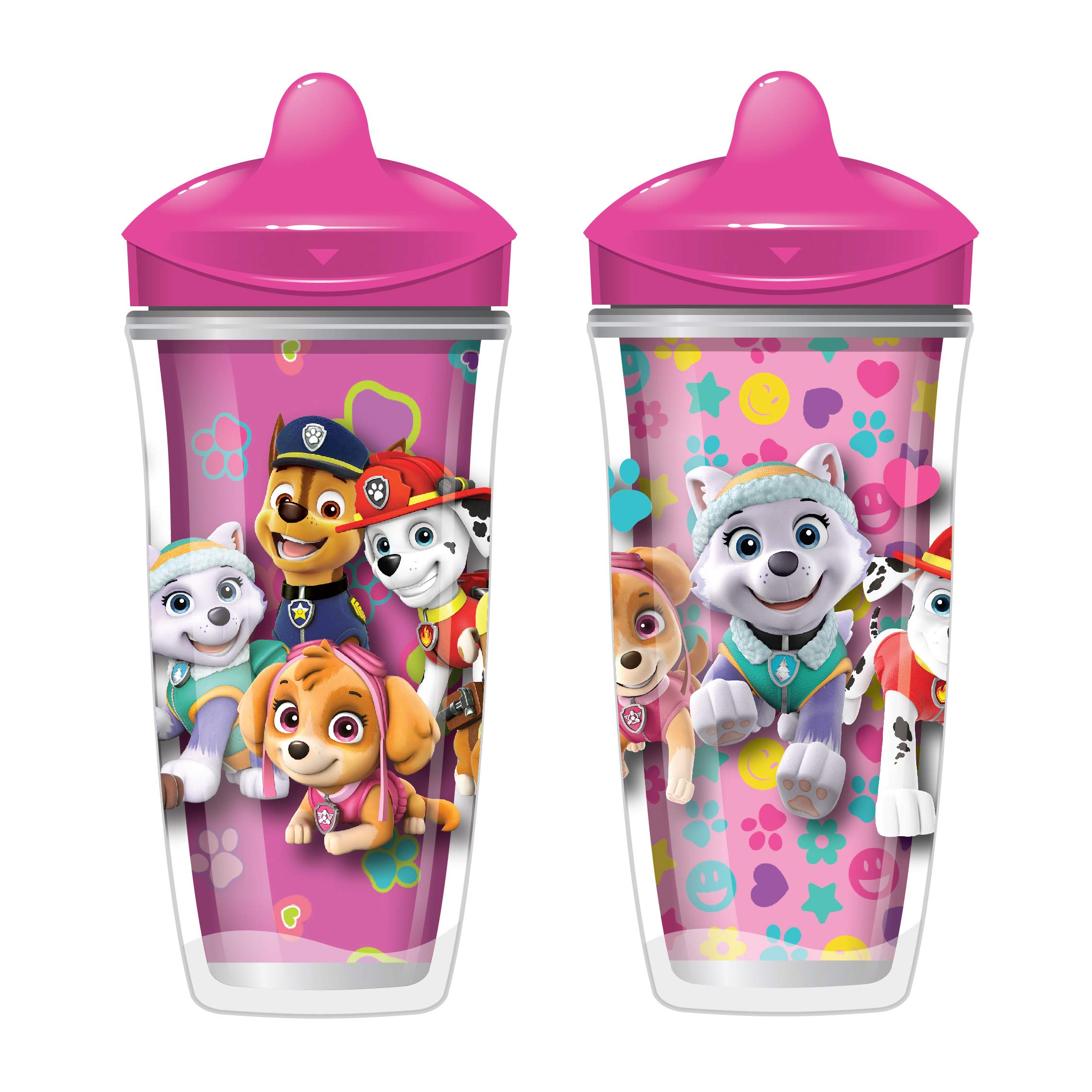 Playtex Sipsters Stage 3 Paw Patrol Spill-Proof, Leak-Proof, Break-Proof Spout Cup for Girls, 9 Ounce (Pack of 2)