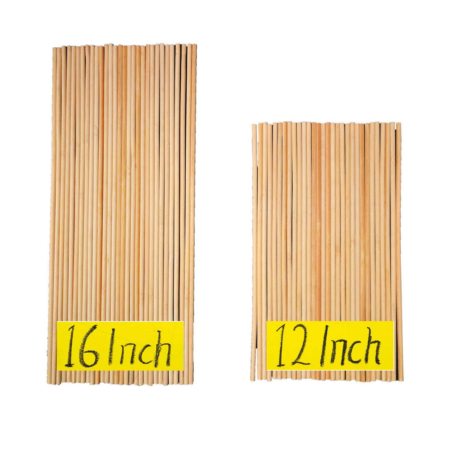 Fartime 12 Inch Long and 16 Inch Long Natural Blank Round Unfinished Bamboo Dowel Rods Craft Sticks Craft Projects,60 Pieces(0.24 Inch Diameter)