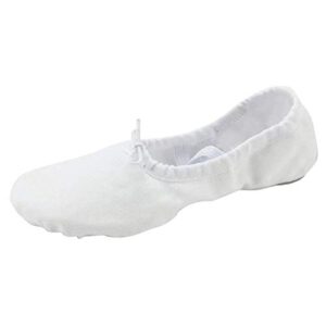 missfiona women canvas ballet slippers dance shoes adult practice yoga flat belly shoes(7, white)