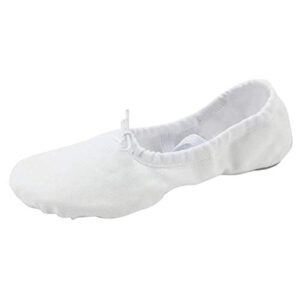 missfiona Women Canvas Ballet Slippers Dance Shoes Adult Practice Yoga Flat Belly Shoes(7, White)