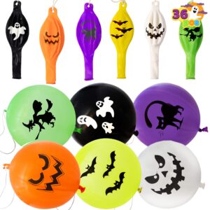 joyin 36 pieces halloween punch balloons for halloween punching balloon party favor supplies decorations, trick or treat toys, halloween school classroom game