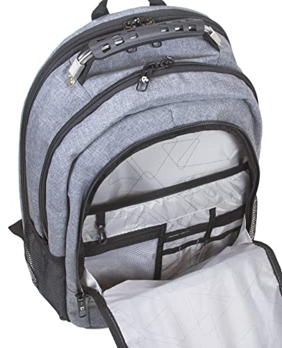 Dejuno Commuter Backpack Checkpoint-Friendly Laptop Pocket, Heather Grey, 15.6-Inch