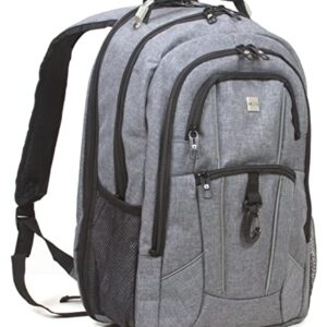 Dejuno Commuter Backpack Checkpoint-Friendly Laptop Pocket, Heather Grey, 15.6-Inch