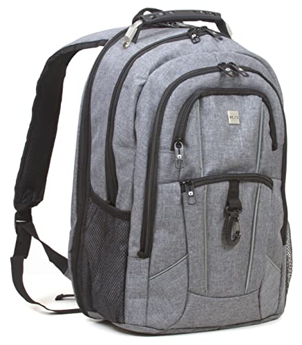 Dejuno Commuter Backpack Checkpoint-Friendly Laptop Pocket, Heather Grey, 15.6-Inch