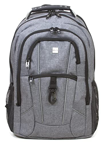 Dejuno Commuter Backpack Checkpoint-Friendly Laptop Pocket, Heather Grey, 15.6-Inch