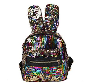 gulilasa shoulder bag for women with cute rabbit ears backpack sequins shoulder bag travel day pack(colors)