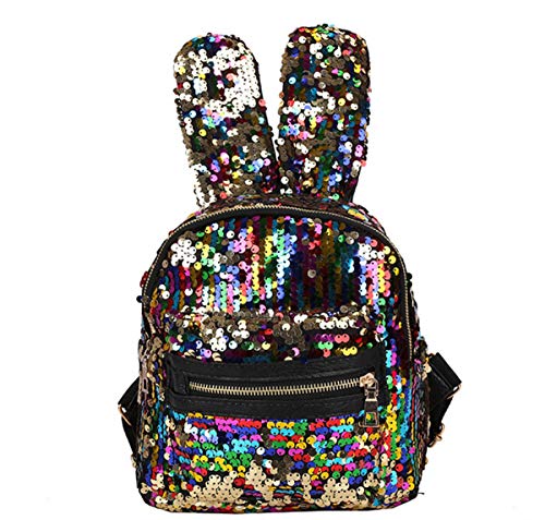 Gulilasa Shoulder Bag For Women With Cute Rabbit Ears Backpack Sequins Shoulder Bag Travel Day pack(Colors)