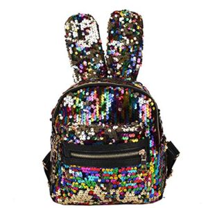 Gulilasa Shoulder Bag For Women With Cute Rabbit Ears Backpack Sequins Shoulder Bag Travel Day pack(Colors)