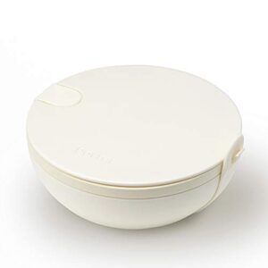 W&P Porter Ceramic Bowl Lunch Container w/ Protective Non-slip Exterior, Cream 1 Liter | Lid & Snap-tight Silicone Strap | Food Storage, Bento Box, Meal Prep | BPA-Free Ceramic