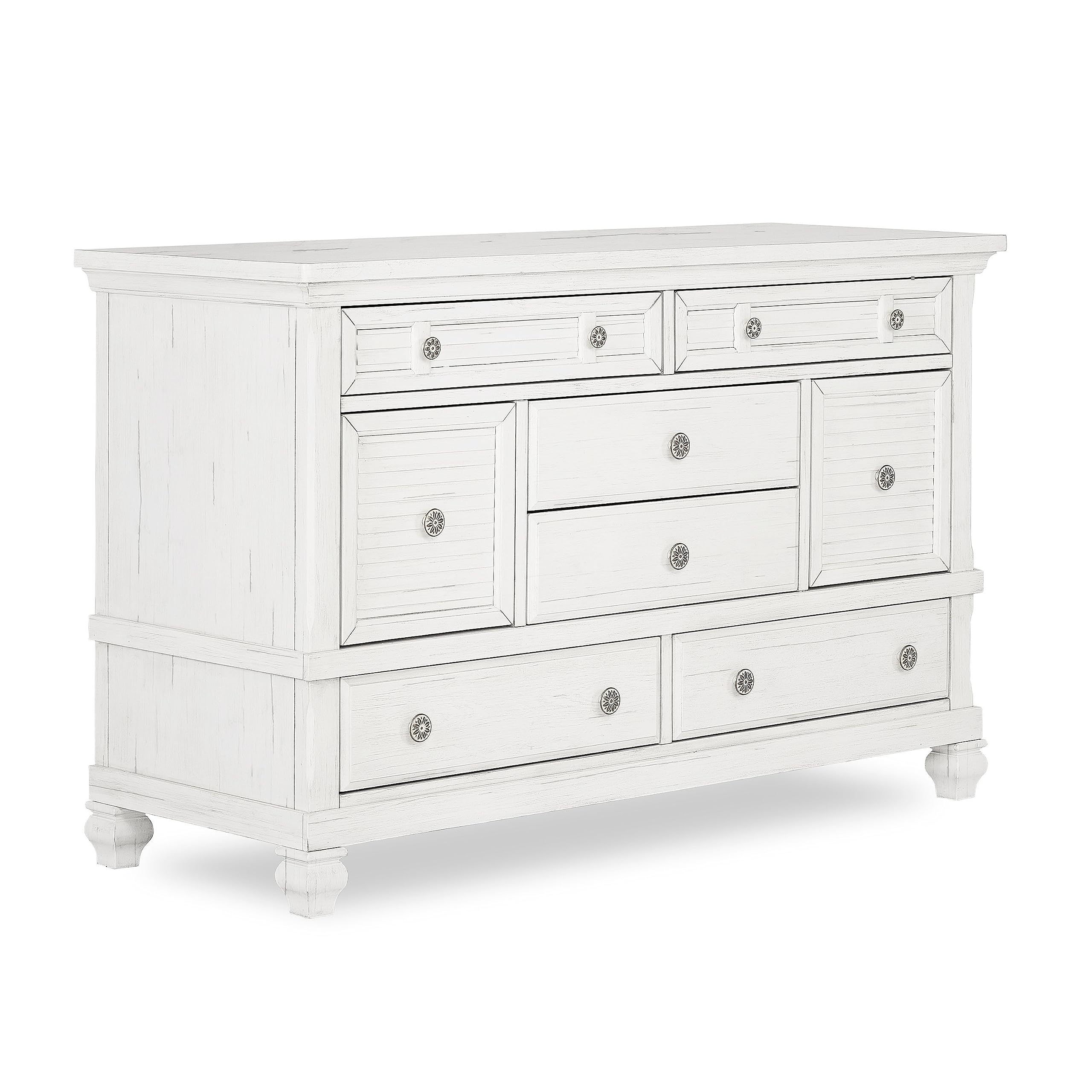 Evolur Weathered White Cape May Double Dresser