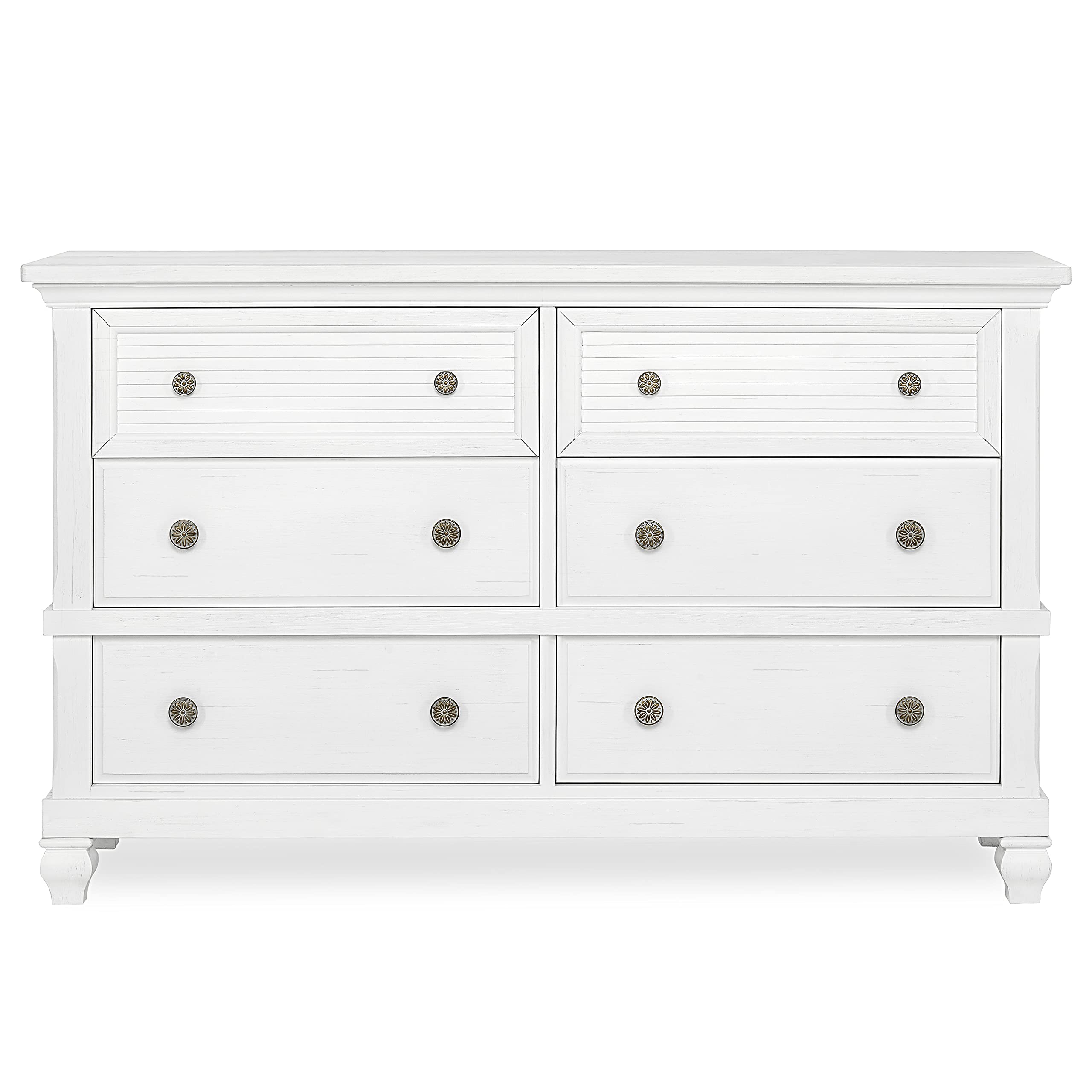 Evolur Weathered White Cape May Double Dresser