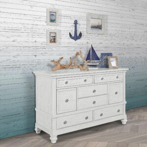 Evolur Weathered White Cape May Double Dresser