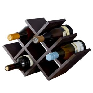 izfkjooi countertop wine rack, tabletop wine holder for 8 bottle wine,（auburn color mahogany）