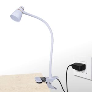 cesunlight led clip desk lamp, headboard light with strong clamp, bed reading light with 3000k-6500k adjustable color temperature options for brighter illumination (milky white)