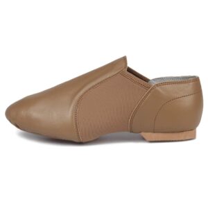 hroyl leather jazz dance shoes slip on practice jazz modern shoes for unisex model-z-359 beige 6.5 b(m) us