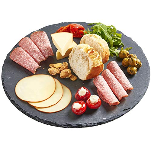 Slate Cheese Boards 7.8 inch Solid Stone Tray Charcuterie Boards, Cheese and Meat Serving Board for Home, Restaurant,Cafe Use (Round)