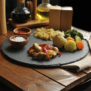 Slate Cheese Boards 7.8 inch Solid Stone Tray Charcuterie Boards, Cheese and Meat Serving Board for Home, Restaurant,Cafe Use (Round)