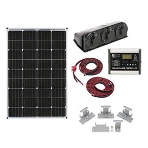 zamp solar legacy series 115-watt roof mount solar panel kit with digital charge controller. durable off-grid solar power for rv battery charging - kit1003
