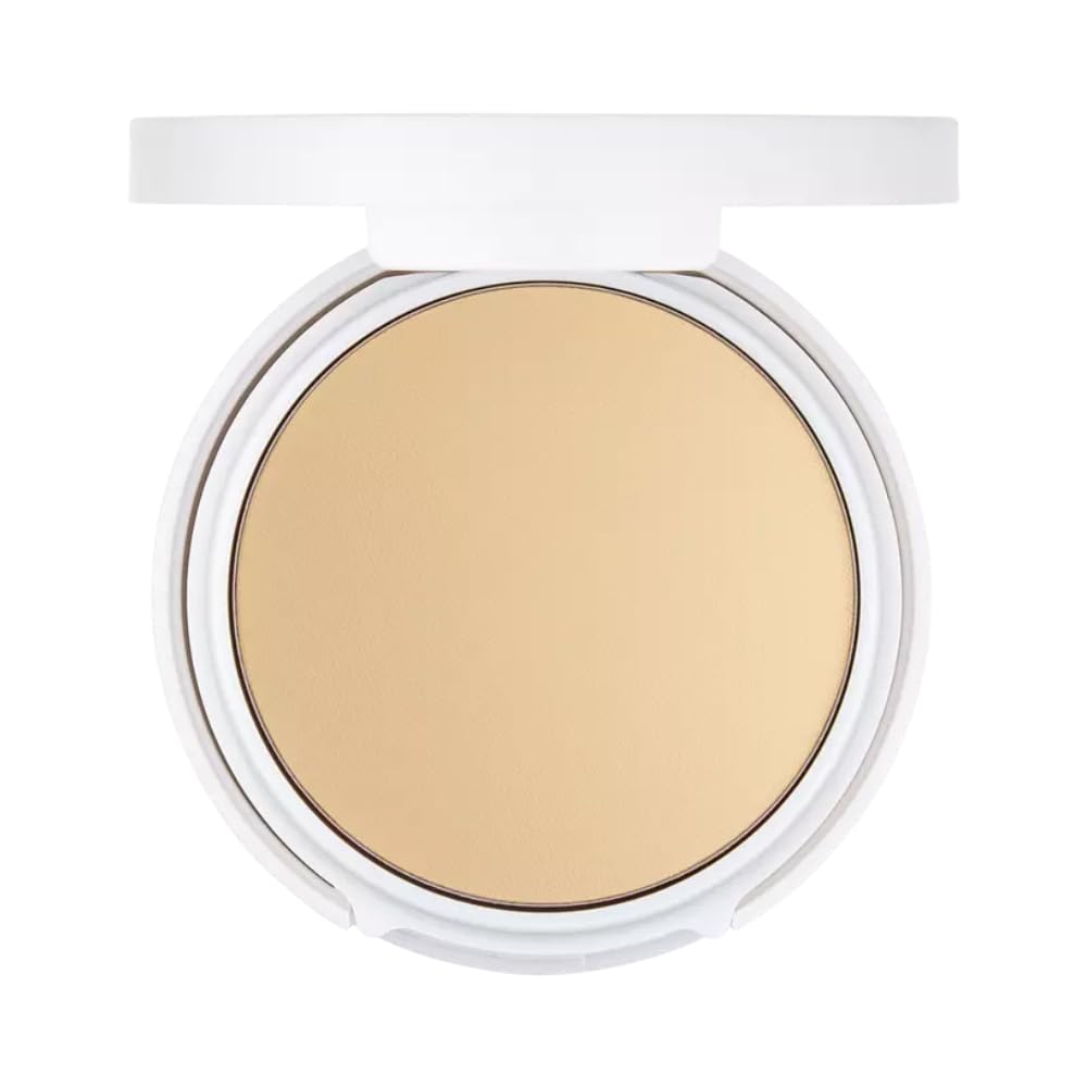 Flower Beauty Light Illusion Perfecting Powder - Pressed Powder Face Makeup, Buildable Medium Coverage with Blurring Pigments, Includes Mirror & Sponge (Beige)