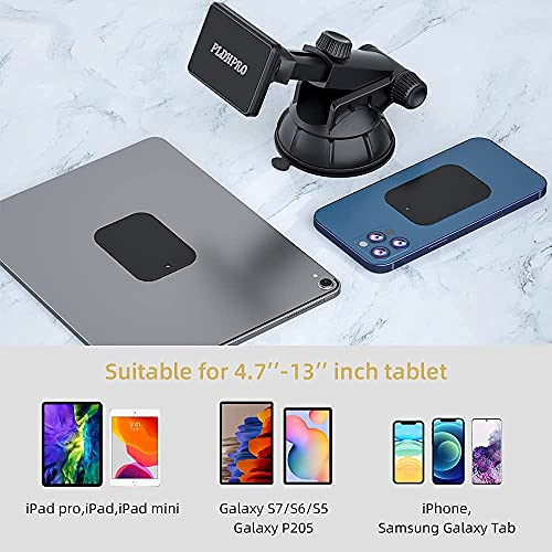 PLDHPRO Magnetic Car Phone Tablet Holder for iPhone iPad Size 4"- 10" Tablets, Dashboard Dash Windshield Mount 360° Rotating Super Strong Magnet TPU Suction Washable Strong Sticky Gel