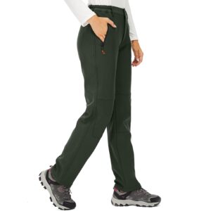 women's snow pants hiking ski waterproof fleece lined outdoor cargo pants softshell winter warm pants with zipper pockets,209,army,10