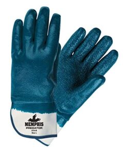 mcr safety 9761rxl predator rough finish nitrile coated glove, x-large, blue (pack of 12)