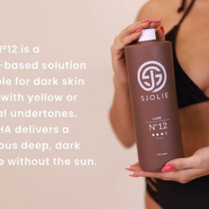 SJOLIE Spray Tan Solution - Luxe 12 - Violet Based Dark Blend | Sunless Tanning Solution for Deep, Dark Bronze Finish, All Natural (8oz)