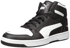 puma men's rebound layup sneaker, puma black-puma white, 10.5