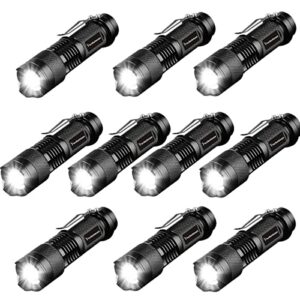 10 pack mini flashlights small led flashlight 300 lumen portable tactical zoomable pocket torch lantern adjustable focus light for kids child camping emergency travel hiking torch light