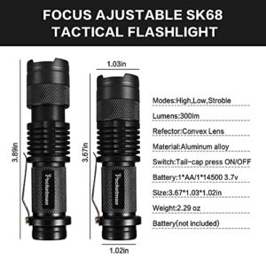 10 Pack Mini Flashlights Small LED Flashlight 300 Lumen Portable Tactical Zoomable Pocket Torch Lantern Adjustable Focus Light for Kids Child Camping Emergency Travel Hiking Torch Light