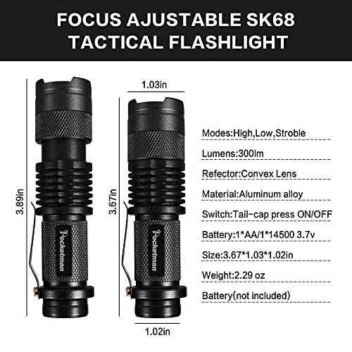 10 Pack Mini Flashlights Small LED Flashlight 300 Lumen Portable Tactical Zoomable Pocket Torch Lantern Adjustable Focus Light for Kids Child Camping Emergency Travel Hiking Torch Light