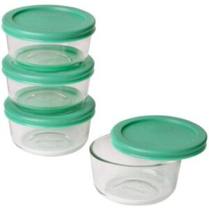 pyrex simply store glass food storage set (green, 4) made in the usa