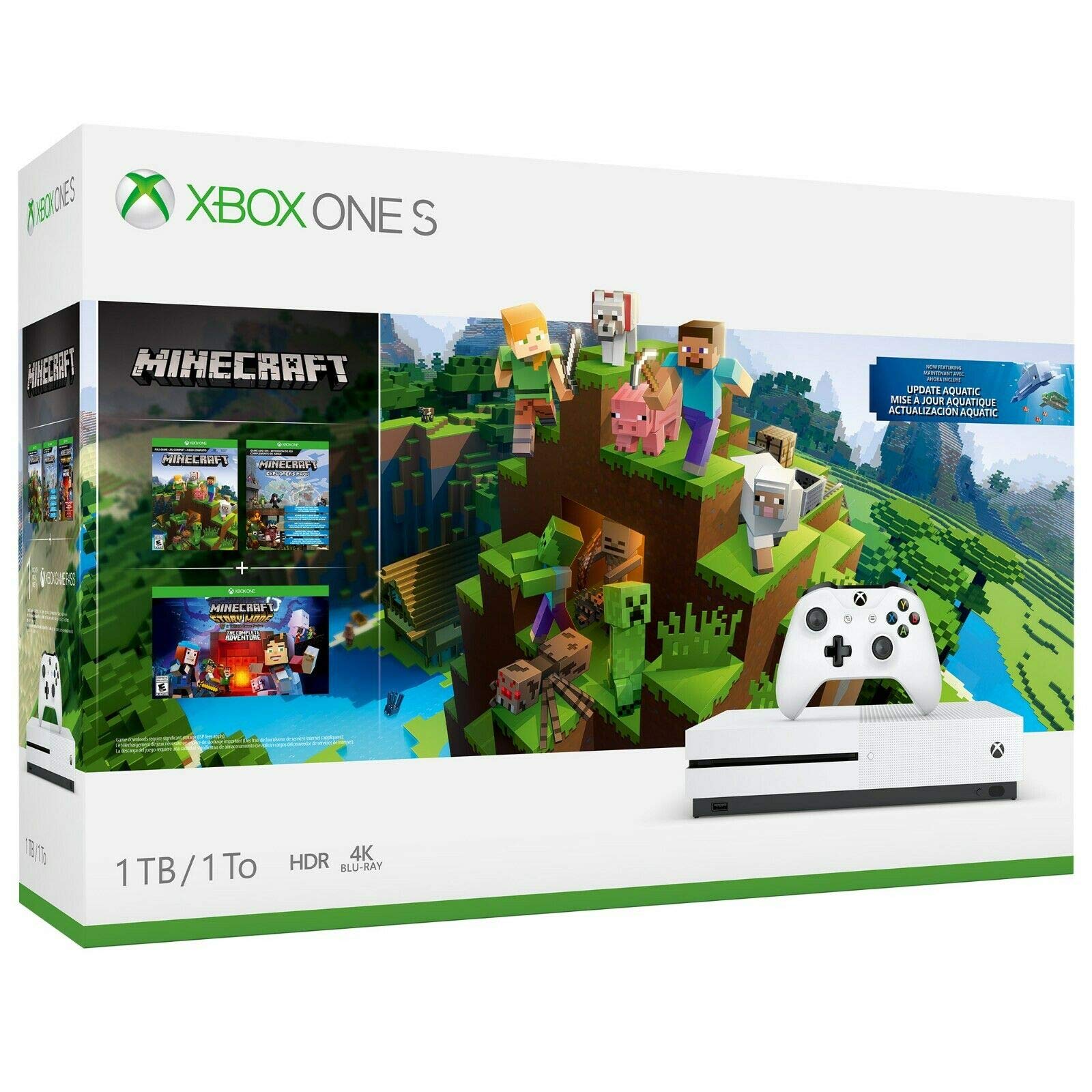 Xbox One S 1TB Console ? Minecraft Bundle (Discontinued), White