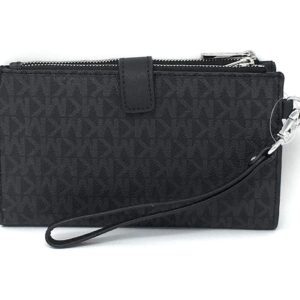 Michael Kors Jet Set Double Zip Wristlet Black PVC