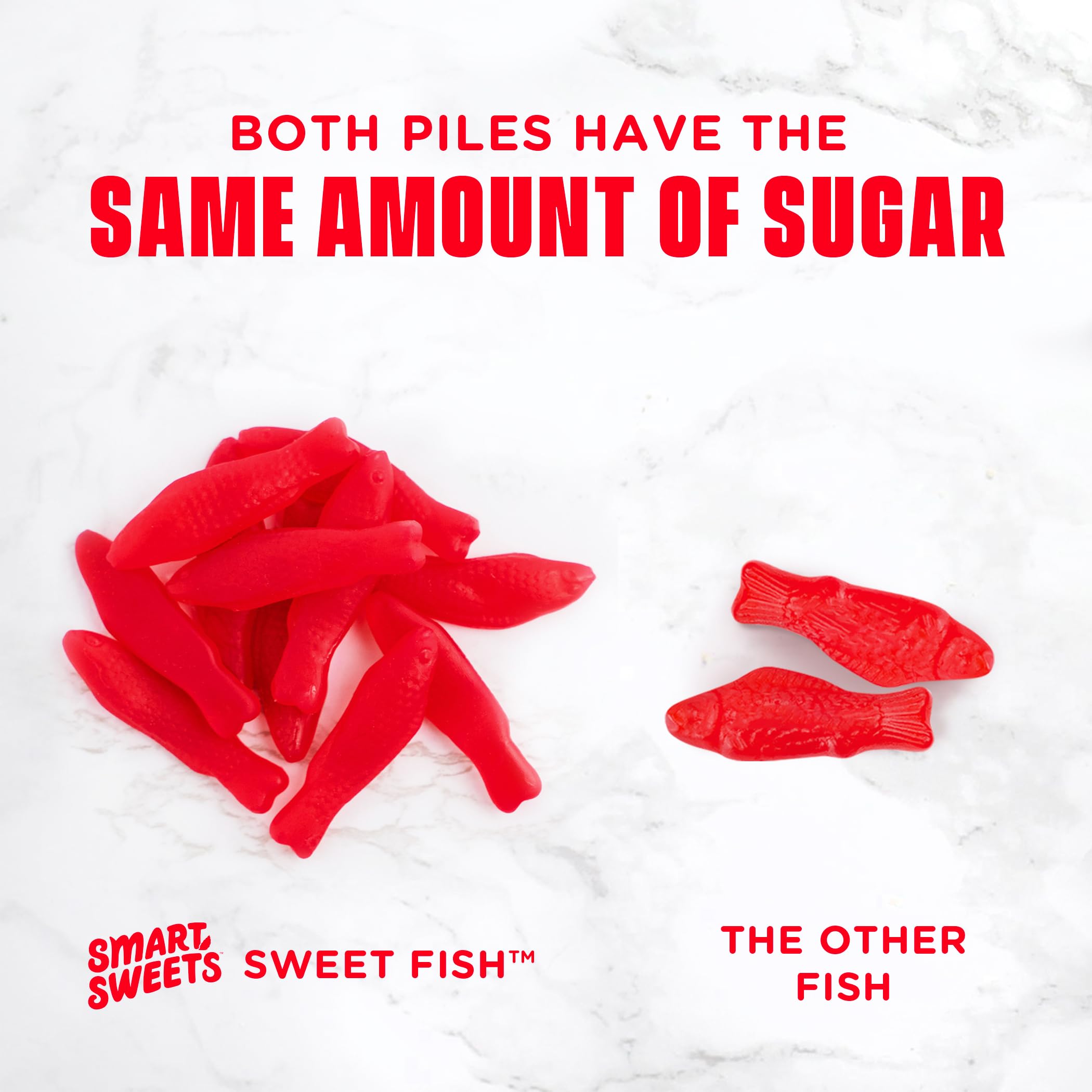 SmartSweets Sweet Fish, Low Sugar Gummy Candy (3g), Low Calorie (130), Gluten-Free -1.8oz (Pack of 12) Packaging may vary