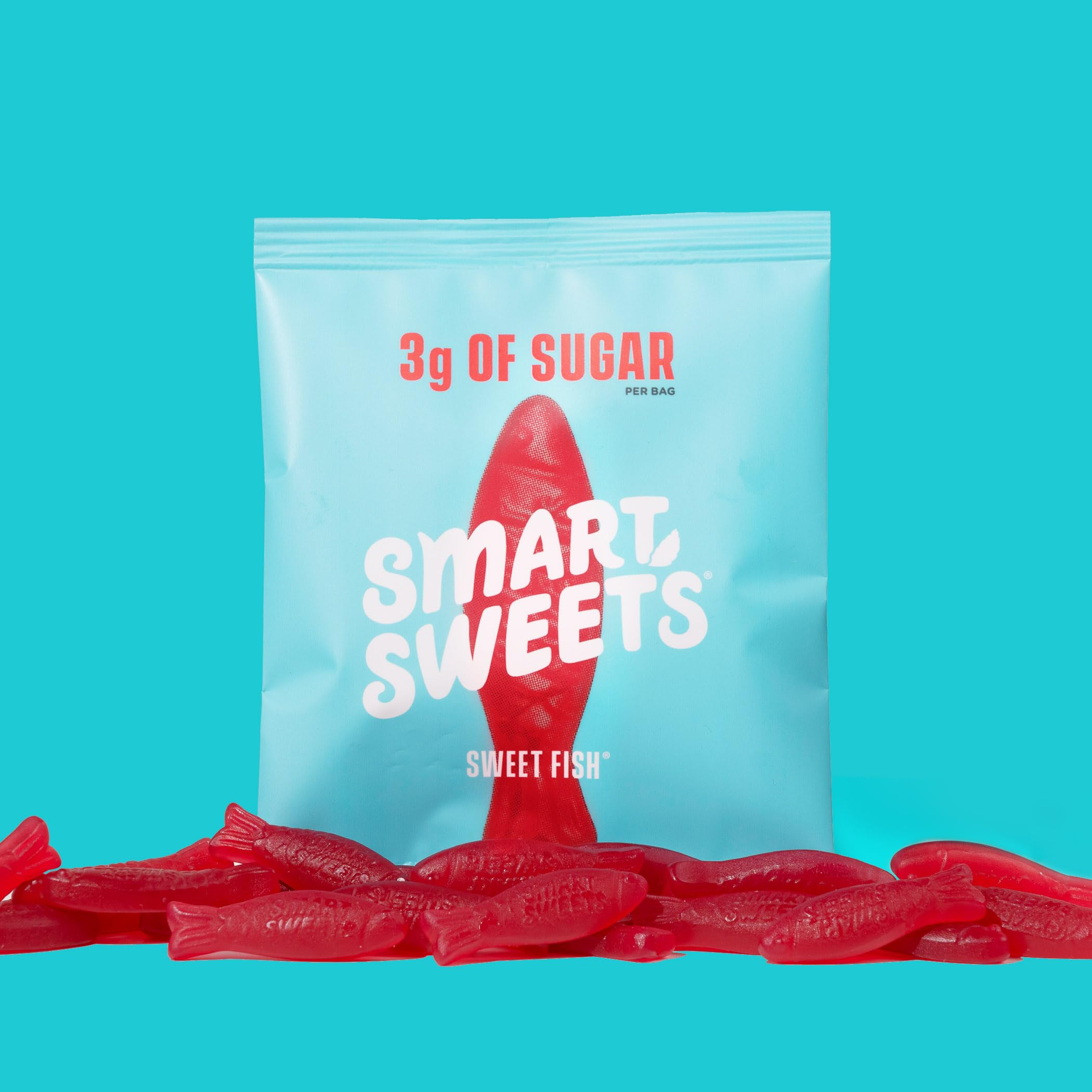 SmartSweets Sweet Fish, Low Sugar Gummy Candy (3g), Low Calorie (130), Gluten-Free -1.8oz (Pack of 12) Packaging may vary