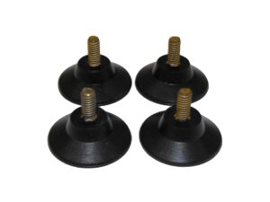 jl missouri parts 4x 3/8" #8-32 screw in 1" rubber suction cups, 5/16" tall, made in usa isolator foot