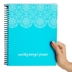 Paper Junkie Blue Monthly Budget Planner, Bill Organizer with 24 Pockets for Receipts, Home Expense Tracker (8x10 In)