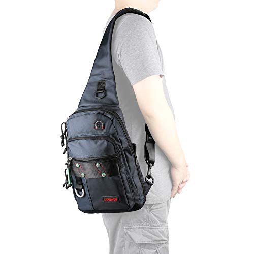 Larswon Sling Backpack, Sling Bag Oxford Small Backpack Crossbody Bag for Men Women Blue