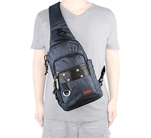 Larswon Sling Backpack, Sling Bag Oxford Small Backpack Crossbody Bag for Men Women Blue