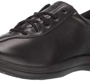 Apex Women's Liv Leather Lace-Up Black Sneaker, 8.5 X-Wide