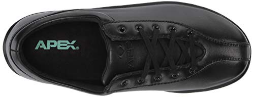 Apex Women's Liv Leather Lace-Up Black Sneaker, 8.5 X-Wide