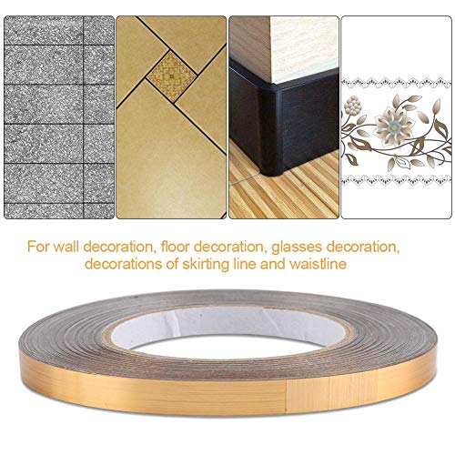 54.7Yard Ground Tile Foil, PVC Waterproof Self-Adhesive Floor Crevice Line Sticker, Ground Corner Decoration Home Decor Accessories(Gold 1cm/0.39in)