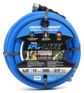 ag-lite bsal5815 5/8" x 15' hot/cold water rubber garden hose, 100% rubber, ultra-light, super strong, 500 psi, 50f to 190f degrees, high strength polyester braided