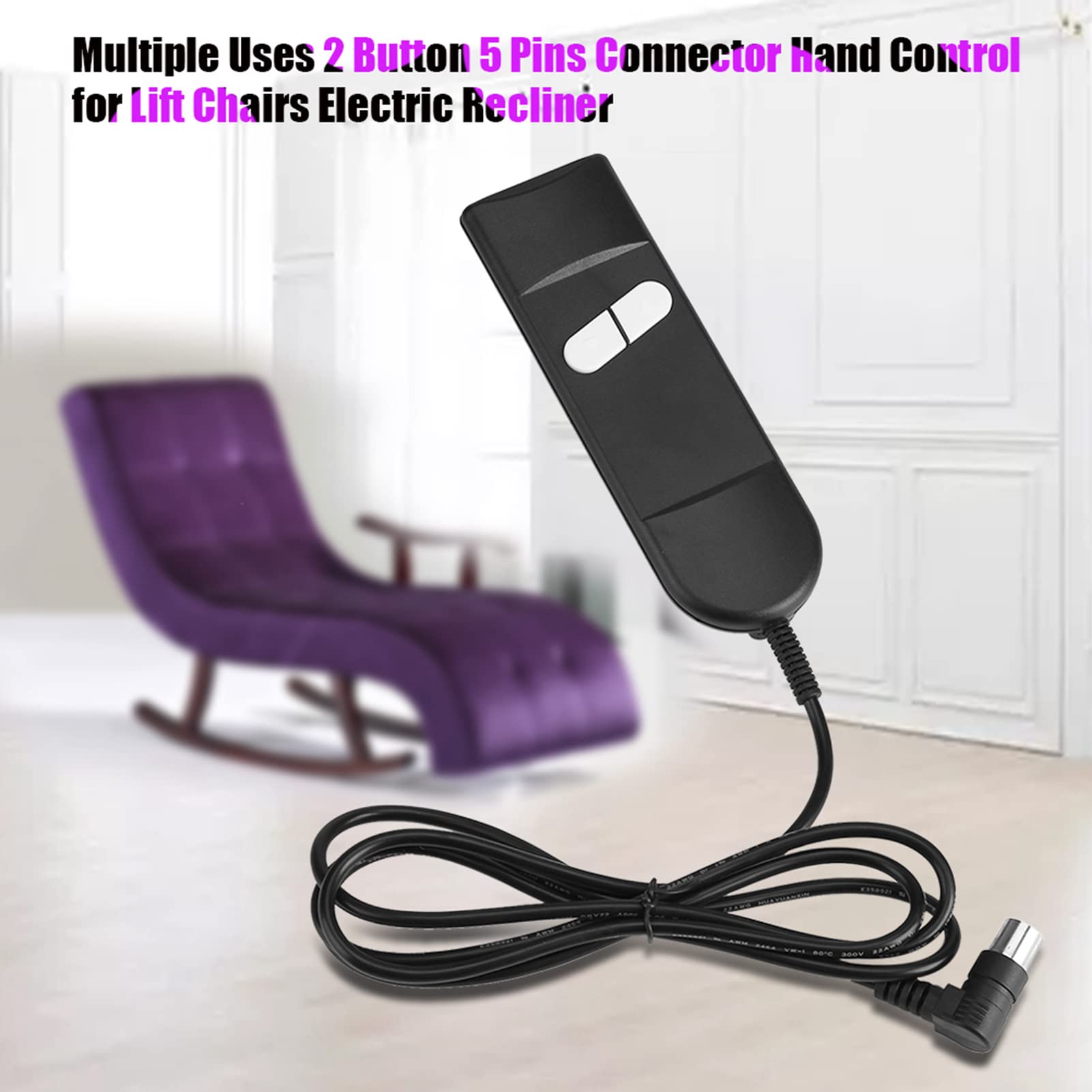 FTVOGUE Electric Recliner Connector Multiple Uses 2 Button 5 Pins Hand Control for Lift Chairs
