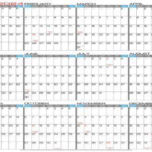 JJH Planners - Laminated - 24" X 17" Medium 2024 Erasable Wall Calendar - Horizontal 12 Month Yearly Annual Planner (24h-24x17)