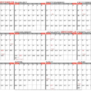 JJH Planners - Laminated - 24" X 17" Medium Academic 2023-2024 Wall Calendar - Horizontal 12 Month Yearly Annual Planner (23-24h-24x17)