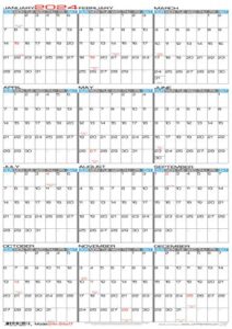 jjh planners - laminated - 24" x 17" medium 2024 erasable wall calendar - vertical 12 month yearly annual planner (24v-24x17)