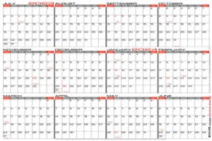 jjh planners - laminated - 24" x 36" large academic 2023-2024 wall calendar - horizontal 12 month yearly annual planner (23-24h-24x36)